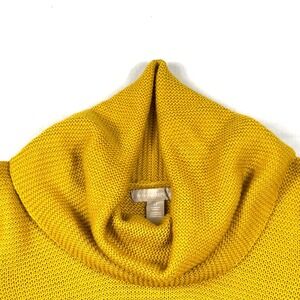 Banana Republic Mustard Yellow Cowl Neck‎ Sweater M Wool Blend Ribbed Knit